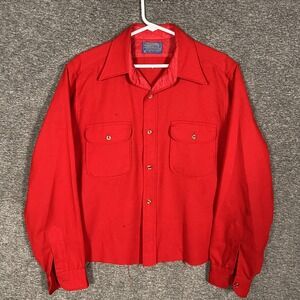 Vintage Pendleton Jacket Mens Medium Red Wool Quilted Lined Cropped Shirt USA